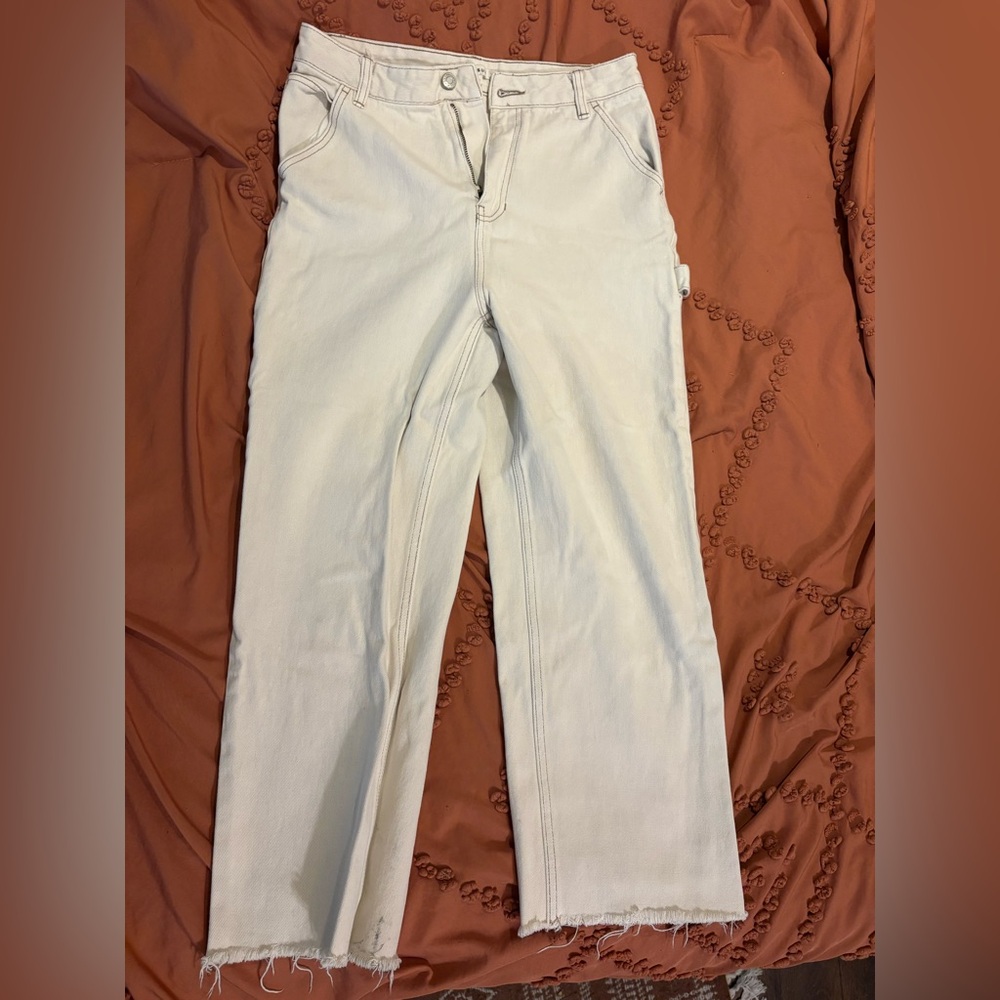 American Eagle White Straight-Leg Pants